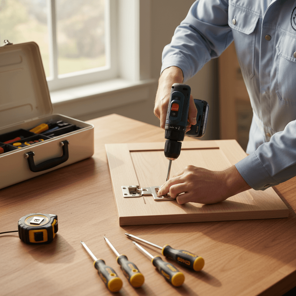 Handyman performing professional home repair work