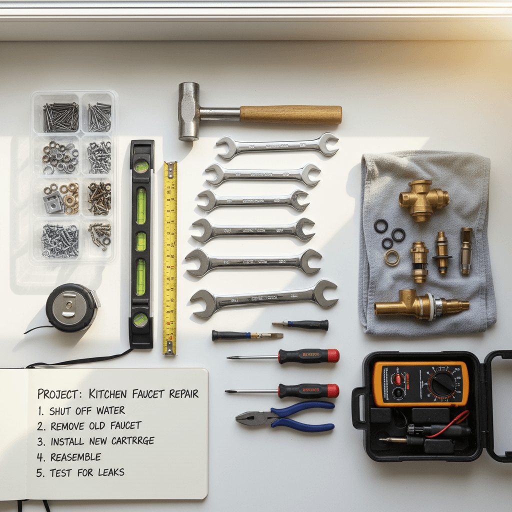 Professional handyman tools ready for service work