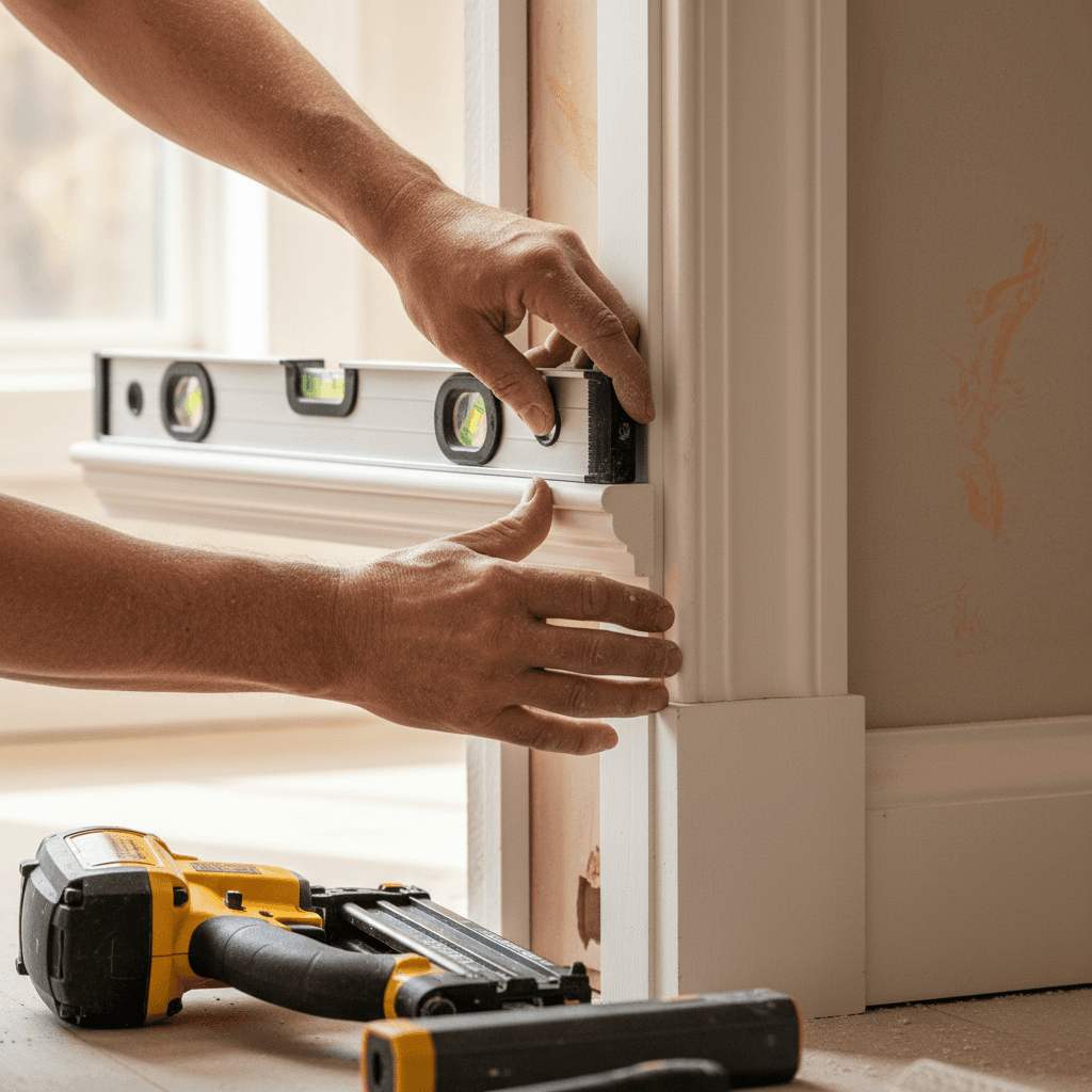 Door frame and trim installation